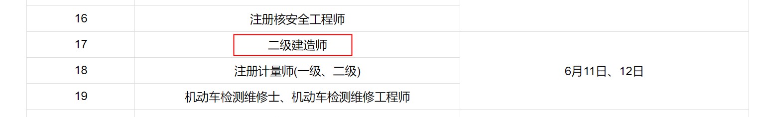2022年江苏二级建造师考试时间确定为6月11、12日