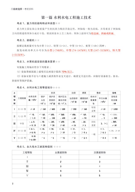 2025二建《水利水电工程管理与实务》考前25页纸PDF下载