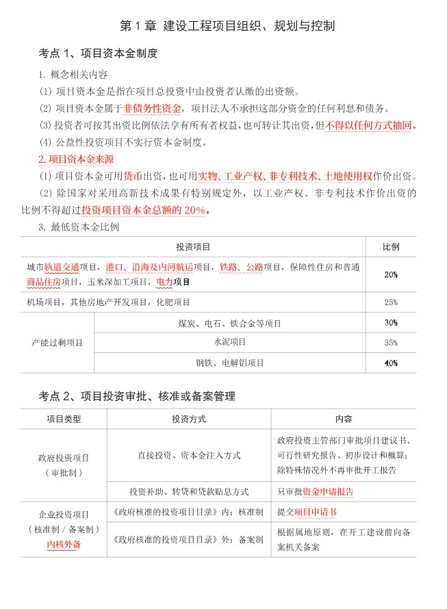 2025年一建《建设工程项目管理》考前30页纸PDF版本免费下载