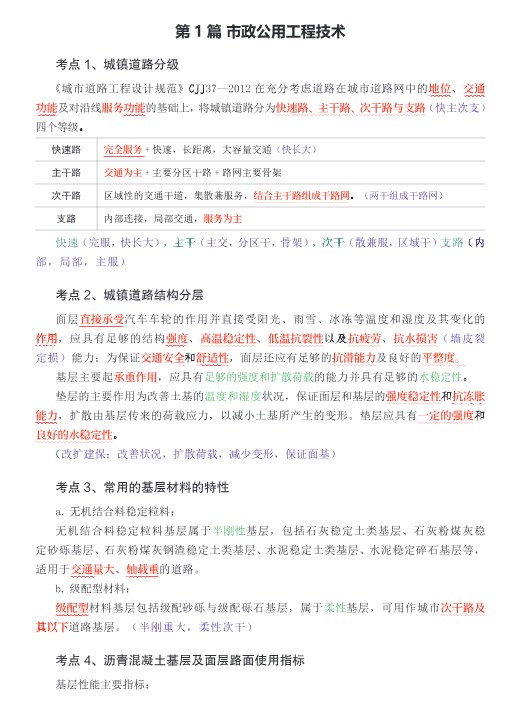 一建《市政公用工程管理与实务》考前30页纸PDF版