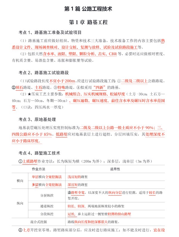 一建《公路工程管理与实务》考前30页纸PDF版